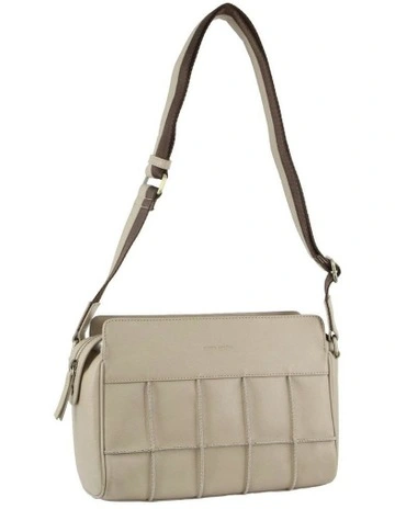 Leather Stitch-design Cross-Body Bag in Bone