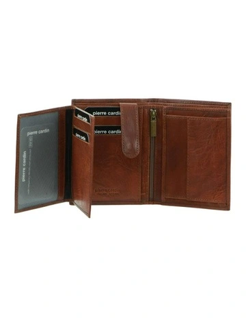 Rustic Leather Tri-Fold Wallet in Chestnut