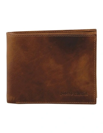 Rustic Leather Tri-Fold Wallet in Cognac