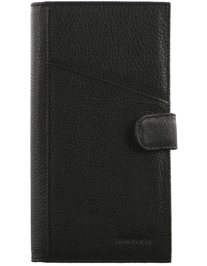 PIERRE CARDIN Italian Leather Tab Passport Wallet in Black MYER