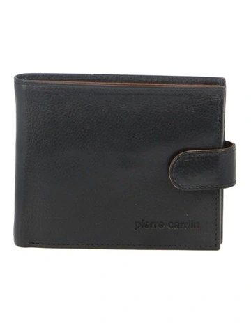 Italian Leather Two Tone Wallet in Black/Cognac