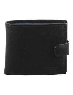 Italian Leather Two Tone Wallet in Black/Midnight