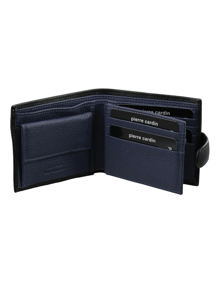 Italian Leather Two Tone Wallet in Black/Midnight image 2