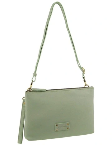 Vintage Leather Multiway Crossbody Bag Clutch in Jade