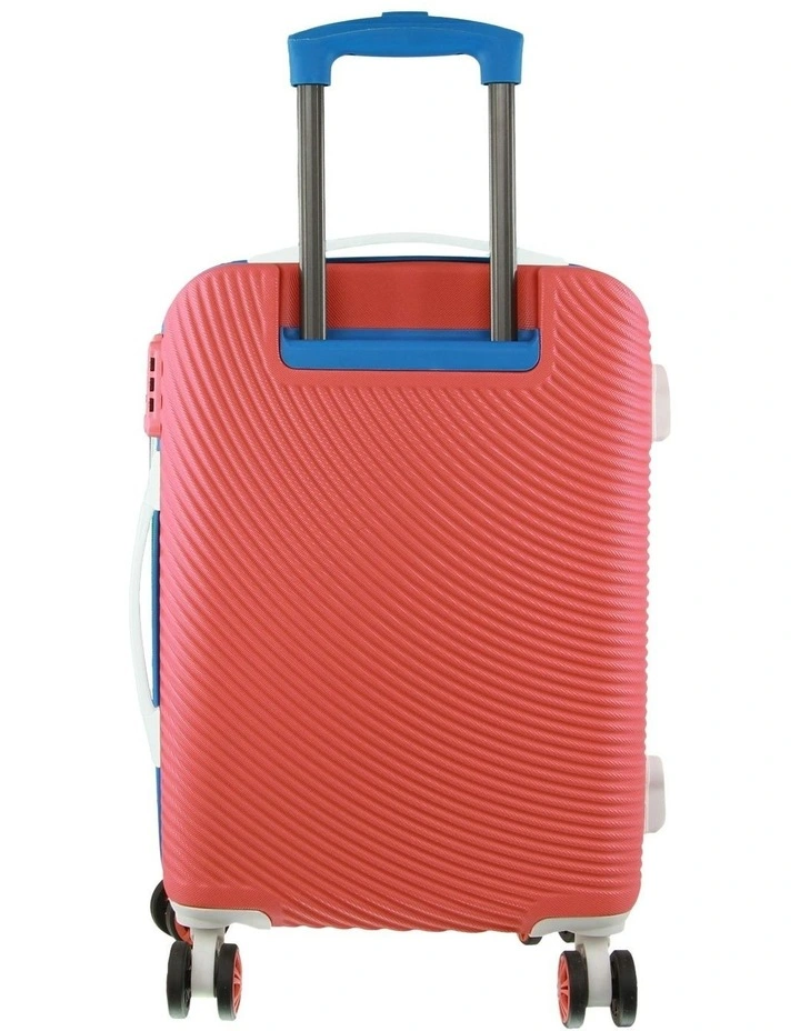 GAP Stripe Hard Shell Cabin Suitcase with Mini Beauty Case Set Assorted Leather Tag in Coral image 4