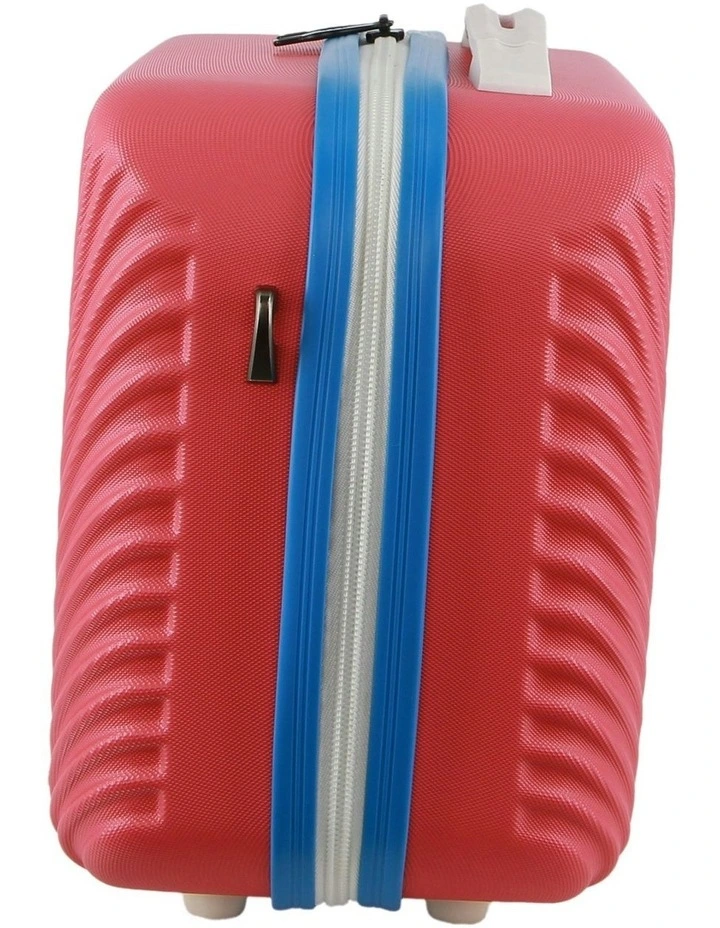 GAP Stripe Hard Shell Cabin Suitcase with Mini Beauty Case Set Assorted Leather Tag in Coral image 6