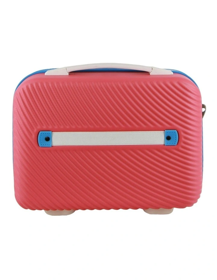 GAP Stripe Hard Shell Cabin Suitcase with Mini Beauty Case Set Assorted Leather Tag in Coral image 7
