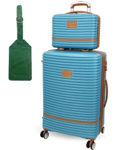 Hard Shell Classique Medium Suitcase with Mini Beauty Case Set in Blue