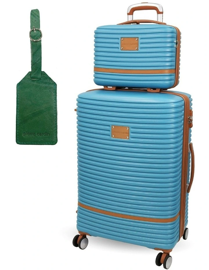 Hard Shell Classique Medium Suitcase with Mini Beauty Case Set in Blue image 1
