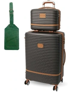 Hard Shell Classique Medium Suitcase with Mini Beauty Case Set in Charcol