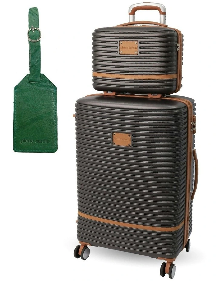 Hard Shell Classique Medium Suitcase with Mini Beauty Case Set in Charcol image 1