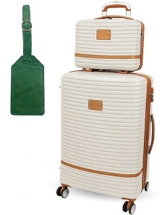 Hard Shell Classique Medium Suitcase With Mini Beauty Case Set in White