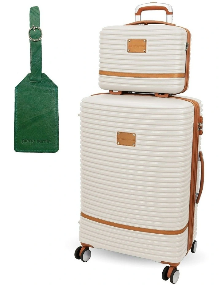 Hard Shell Classique Medium Suitcase With Mini Beauty Case Set in White image 1