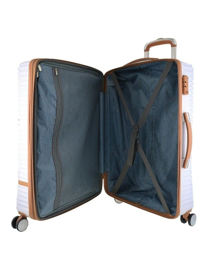 Hard Shell Classique Medium Suitcase With Mini Beauty Case Set in White image 3