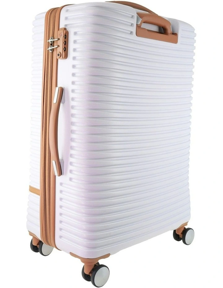 Hard Shell Classique Medium Suitcase With Mini Beauty Case Set in White image 4