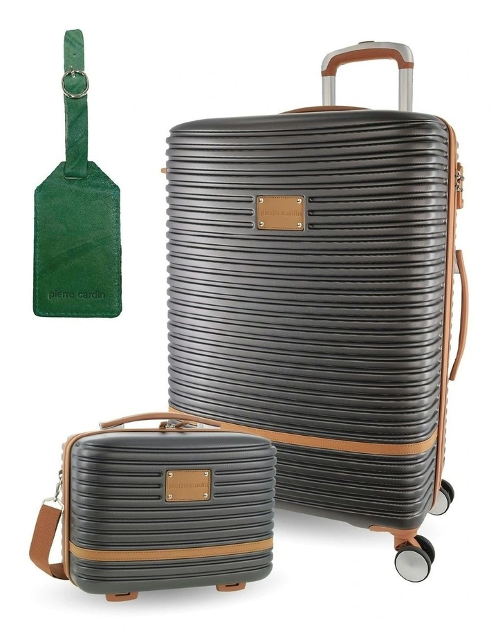 Hard Shell Classique Large Suitcase with Mini Beauty Case Set in Charcoal image 1