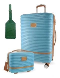 Hard Shell Classique Large with Mini Beauty Case Set in Blue
