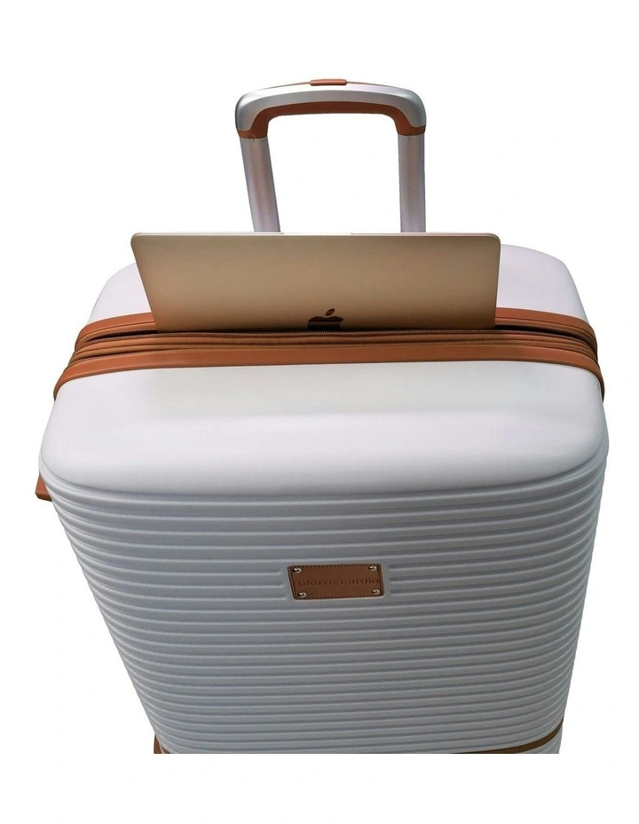 Classique Cabin Hard Shell with Mini Beauty Case Set +  Assorted Leather Tag in White image 3
