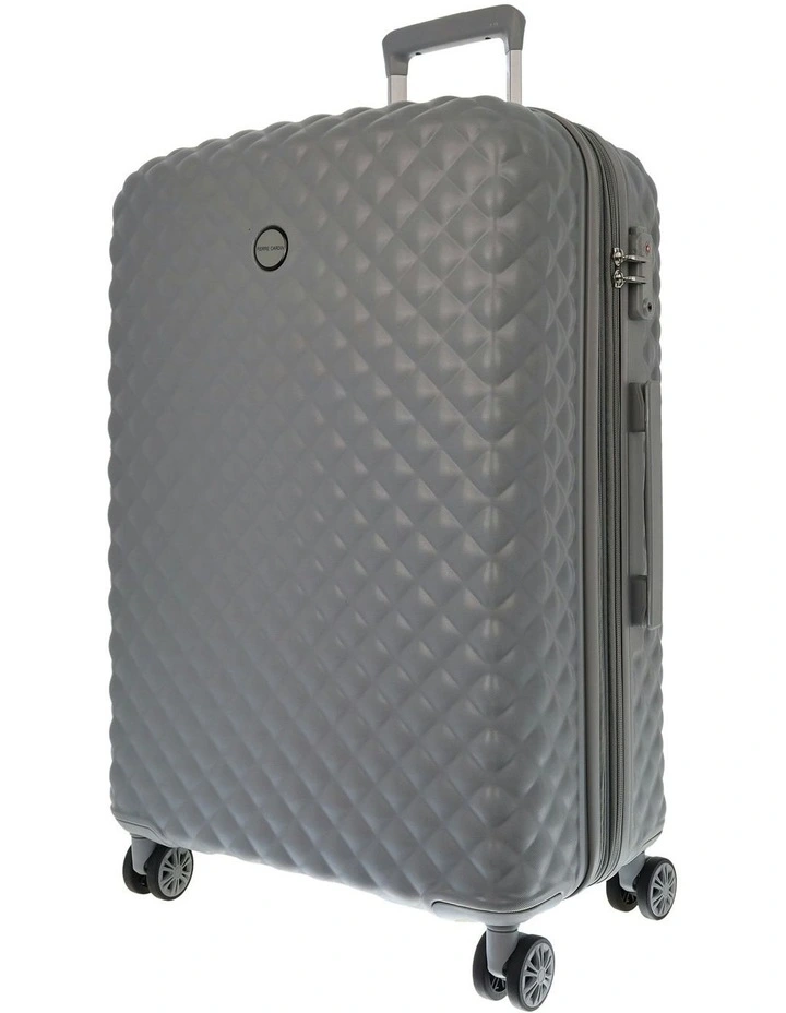 Belle MEDIUM Hard Shell Case with Mini Beauty Case Set Leather Tag in Grey image 2