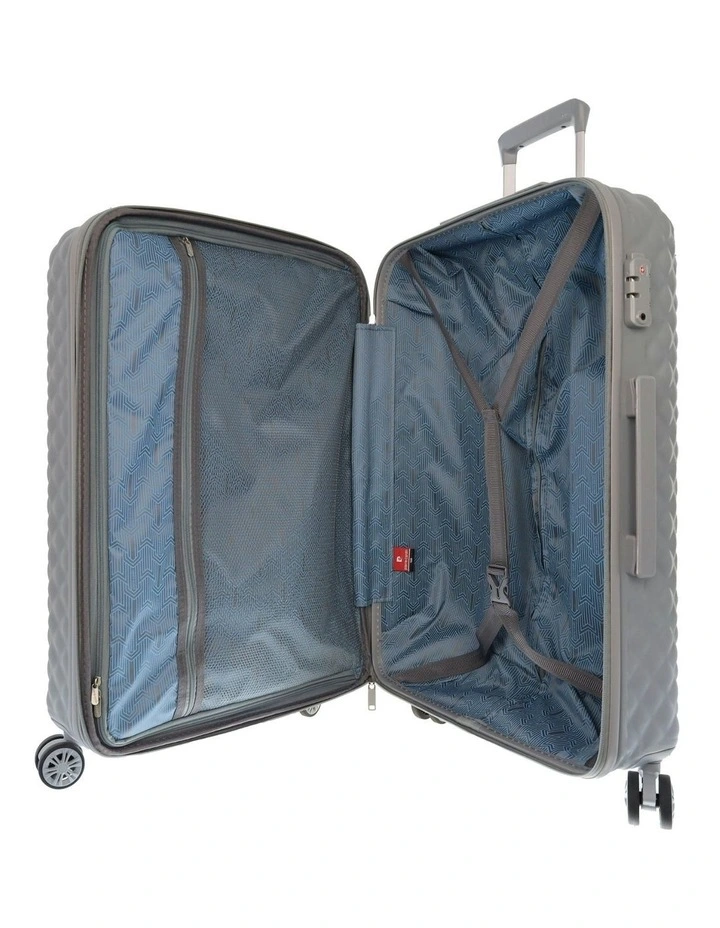 Belle MEDIUM Hard Shell Case with Mini Beauty Case Set Leather Tag in Grey image 3