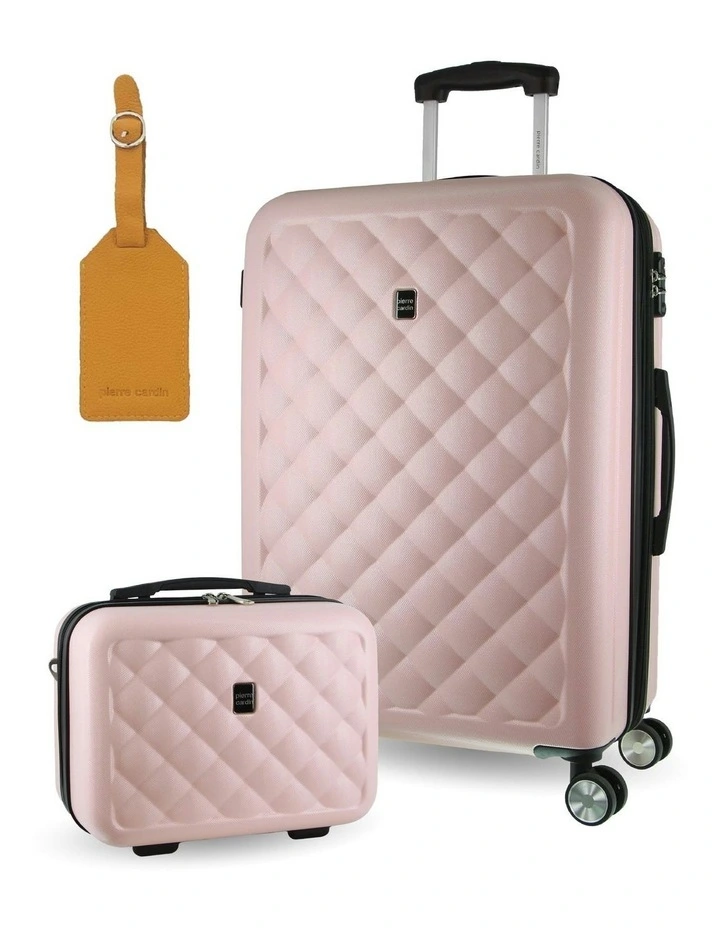 Metro Large Hard Shell with Mini Beauty Case Set + Assorted Leather Tag in Rose image 1