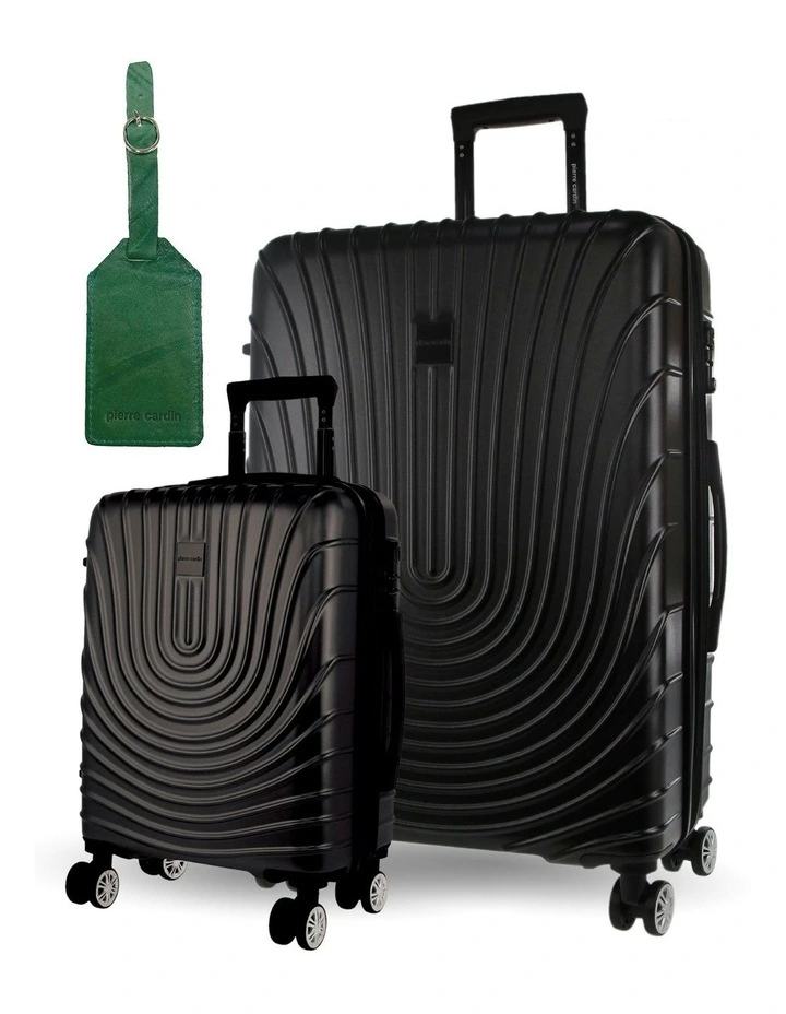 Palais Hard Shell Large and Cabin + Luggage Tag 2-Piece Set in Black image 1