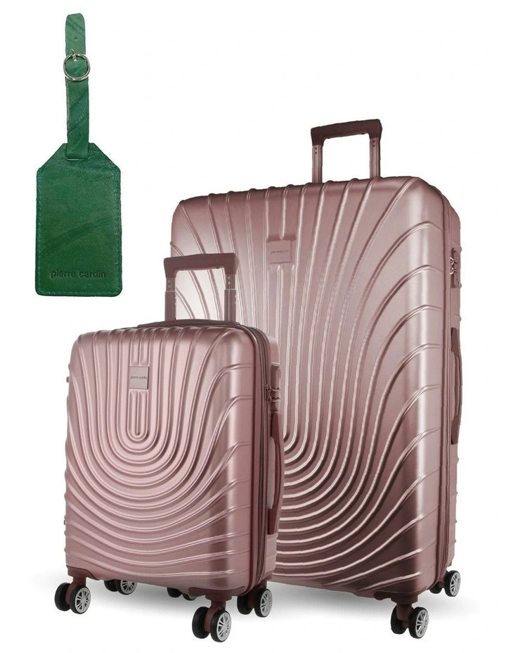 Pierre Cardin Palais Hard Shell Medium and Cabin 2-Piece Set + Luggage Tag in Rose image 1