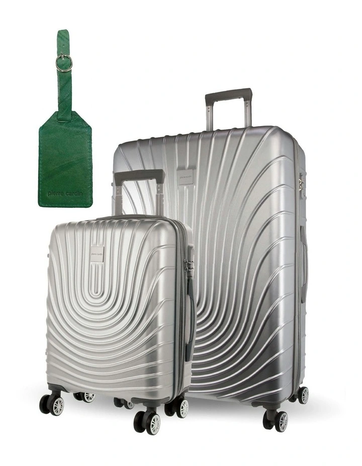 Palais Hard Shell Medium and Cabin + Luggage Tag 2-Piece Set in Silver image 1
