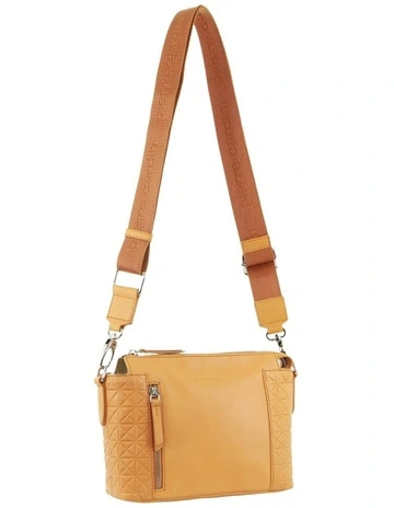 Leather Ladies Square Crossbody Bag in Apricot