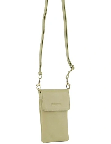 Leather Phone Cross-Body Bag in Sand