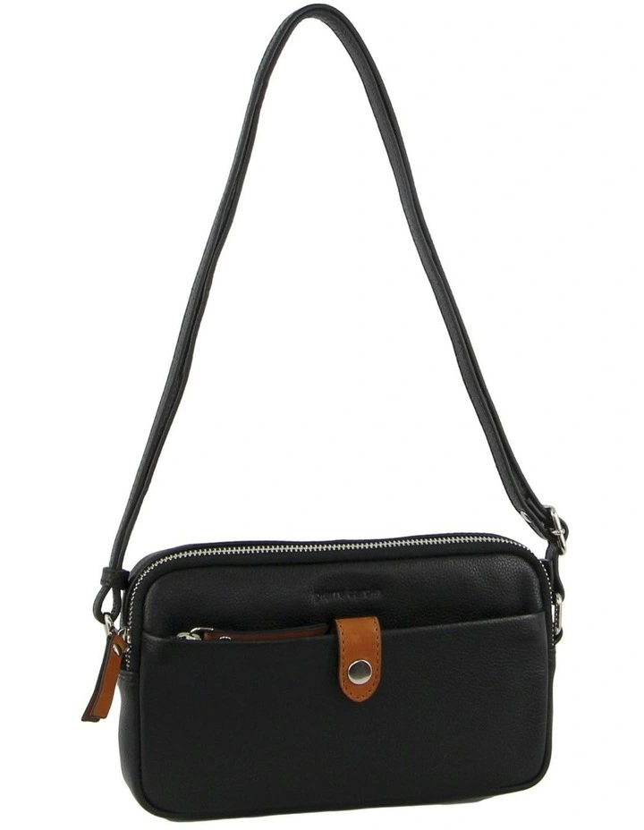 Leather Cross-Body Camera Bag in Black image 1