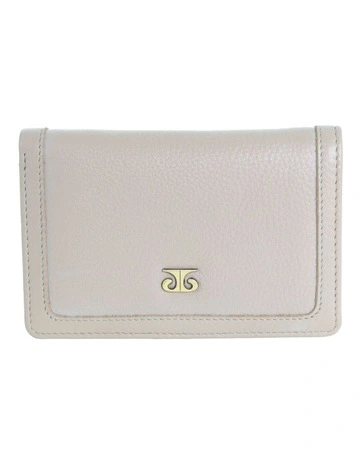 Italian Leather Snap Button Bi-Fold Flat Wallet in Bone