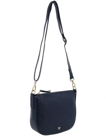 Italian Leather Elegant Crossbody Bag in Navy