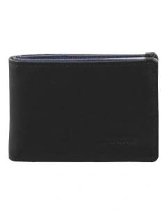 Italian Leather Two Tone Men's Wallet/Card Holder in Black-Navy