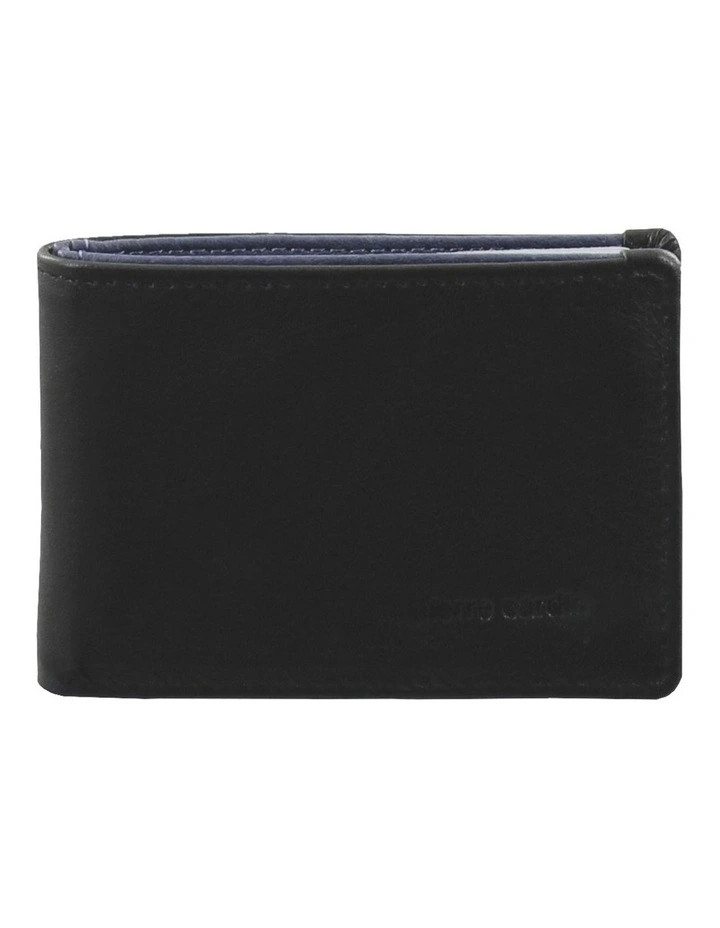 Italian Leather Two Tone Men's Wallet/Card Holder in Black-Navy image 1