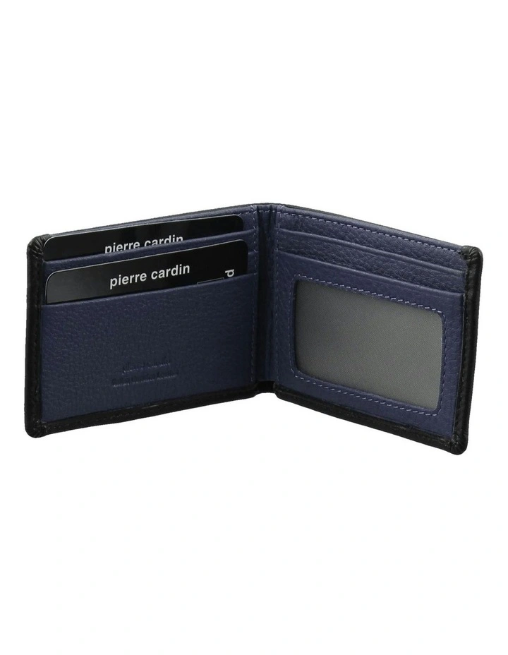 Italian Leather Two Tone Men's Wallet/Card Holder in Black-Navy image 2