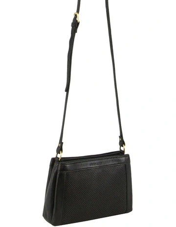 Ladies Perforated Design Cross Body Bag in Black