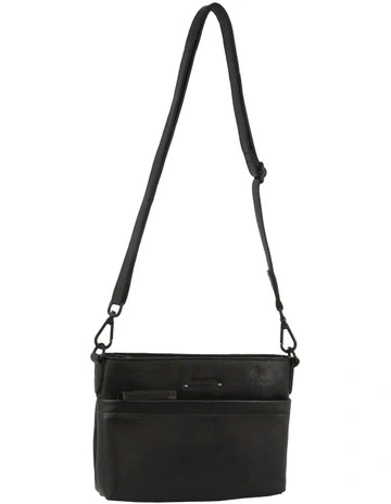 Leather Cross Body Bag in Black