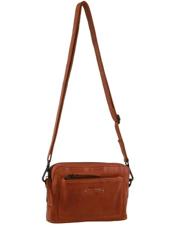 Leather Cross Body Bag in Cognac