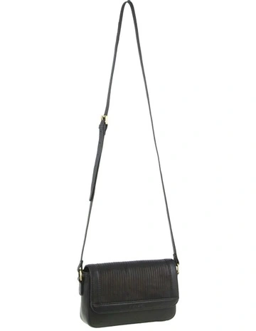 Leather Pleated Design Crossbody Bag in Black
