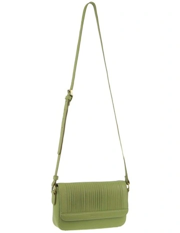 Leather Pleated Design Crossbody Bag in Leaf