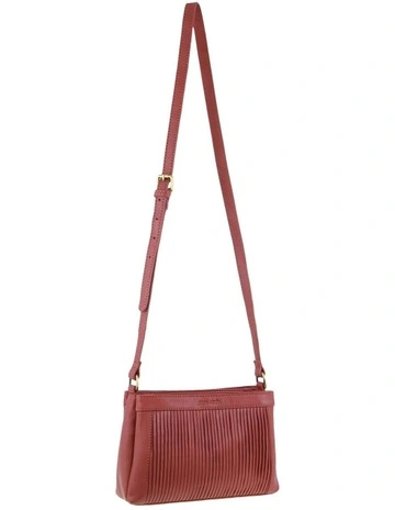 Leather Pleated Design Crossbody Bag in Marsala
