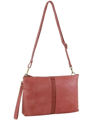 Leather Wristlet Crossbody Bag in Marsala