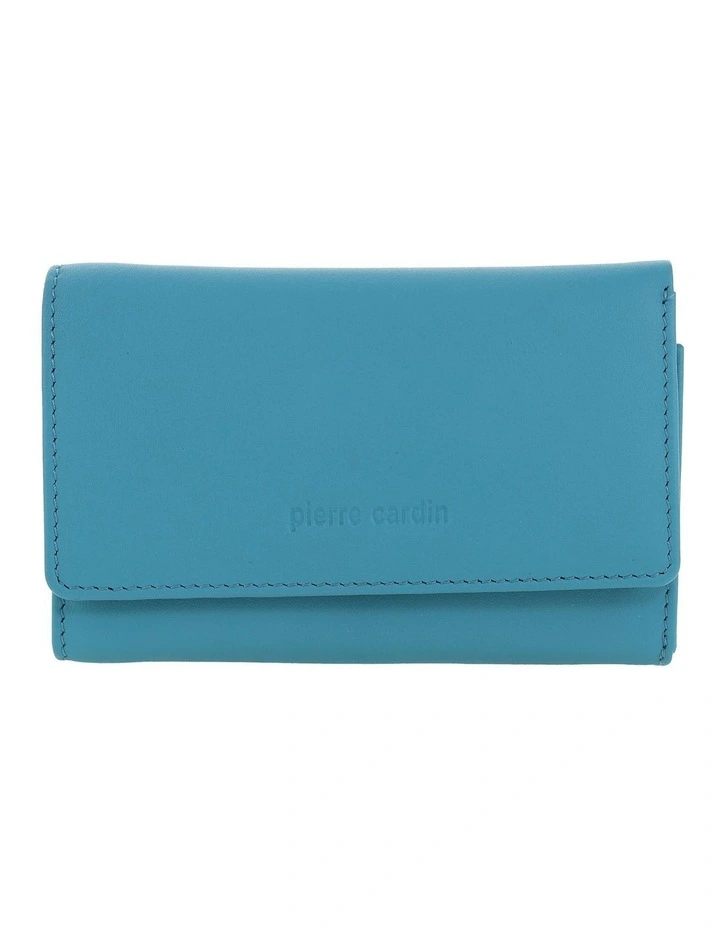 Leather Tri-Fold Wallet in Turquoise image 1