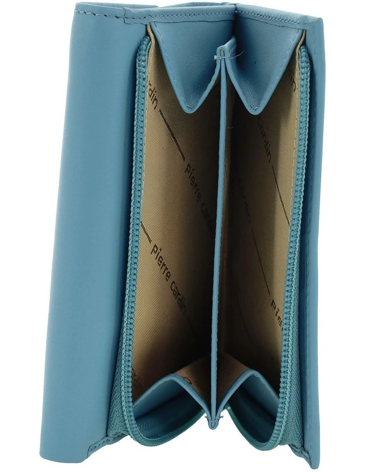 Leather Tri-Fold Wallet in Turquoise image 3