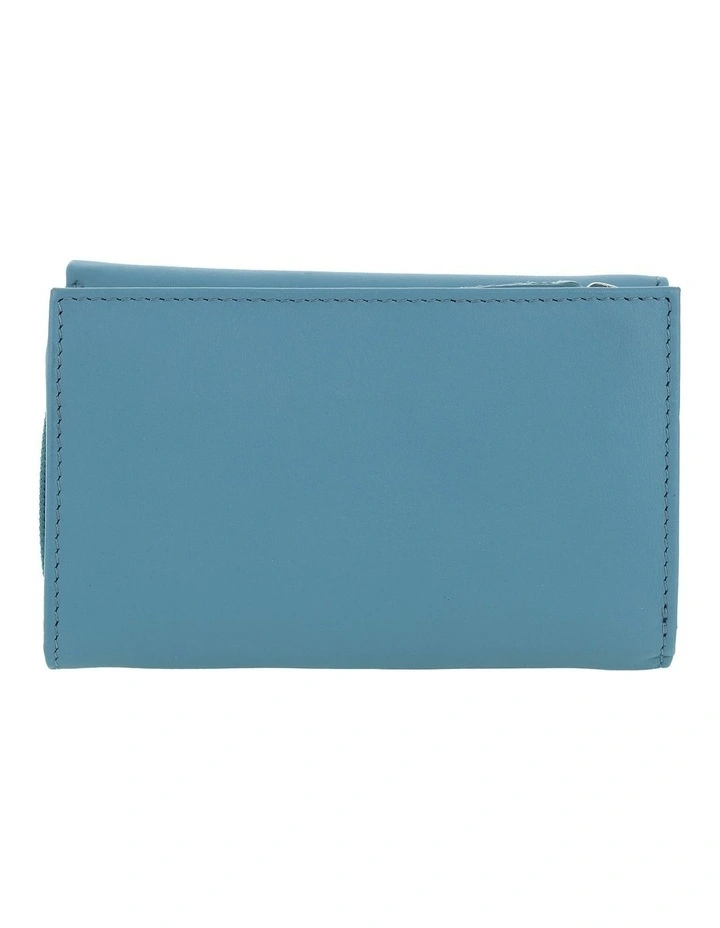 Leather Tri-Fold Wallet in Turquoise image 4