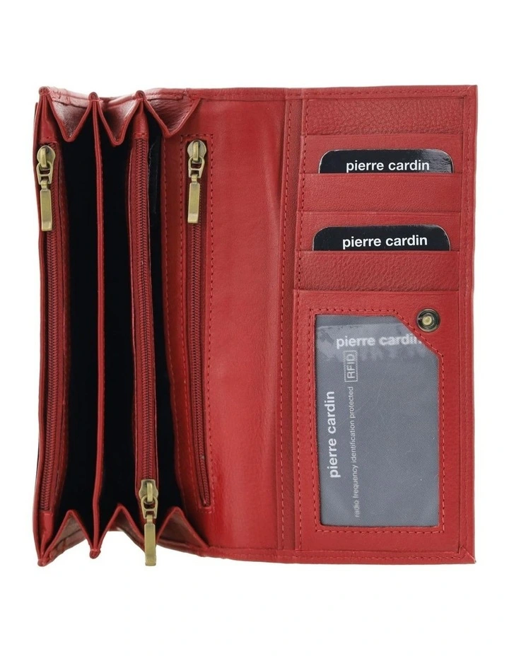 Rustic Leather Wallet in Red image 3