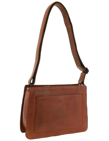 Nappa Leather Square Cross-Body Bag in Cognac
