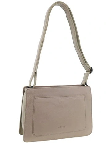 Nappa Leather Square Cross-Body Bag in Taupe