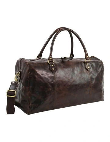 Smooth Leather Overnight Bag in Chocolate